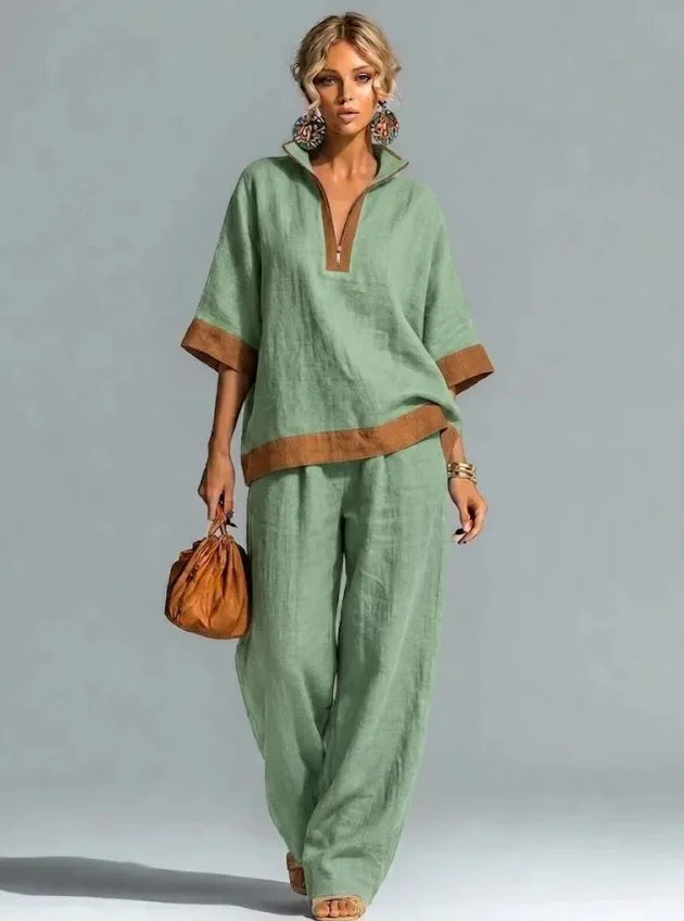 Ensemble coordonné femme style vintage en lin