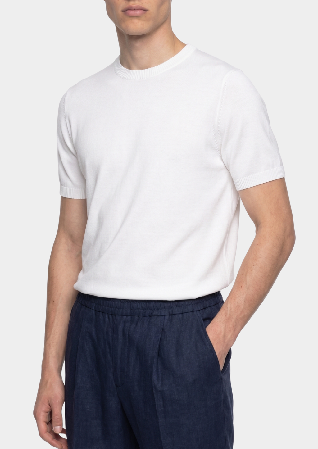 T-SHIRT ESSENTIEL BLANC EN MAILLE COL ROND