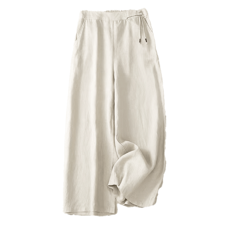 Pantalon Capri Large Femme Bouton Unique Couleur Unie Buddha Stones avec Poches