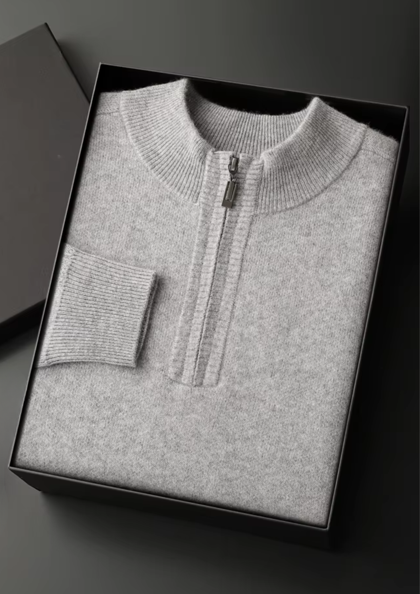Pull essentiel en cachemire premium à demi-fermeture éclair