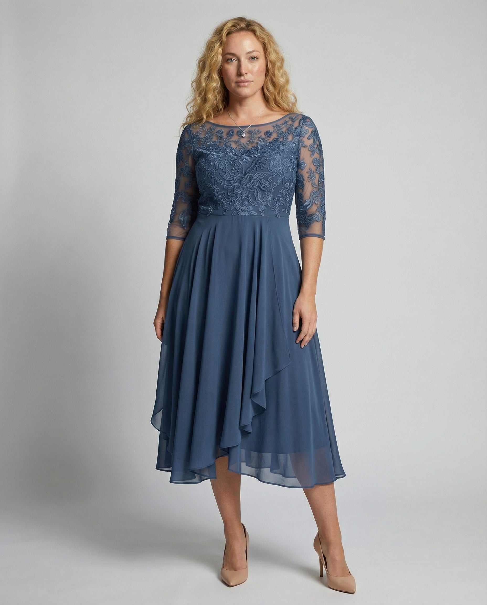 Thalassa — Cerulean Lace Midi Dress