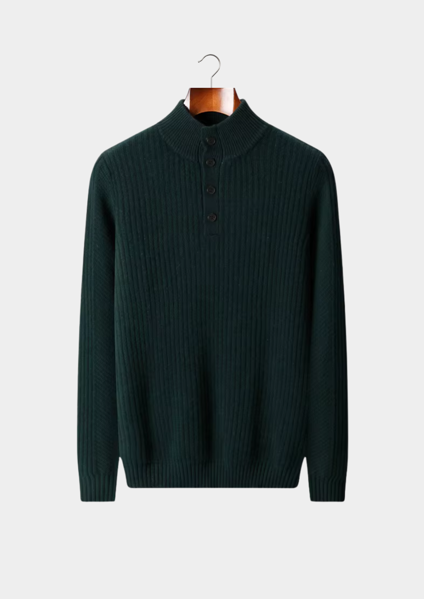 Pull Henley côtelé en laine mérinos extra-fine pure