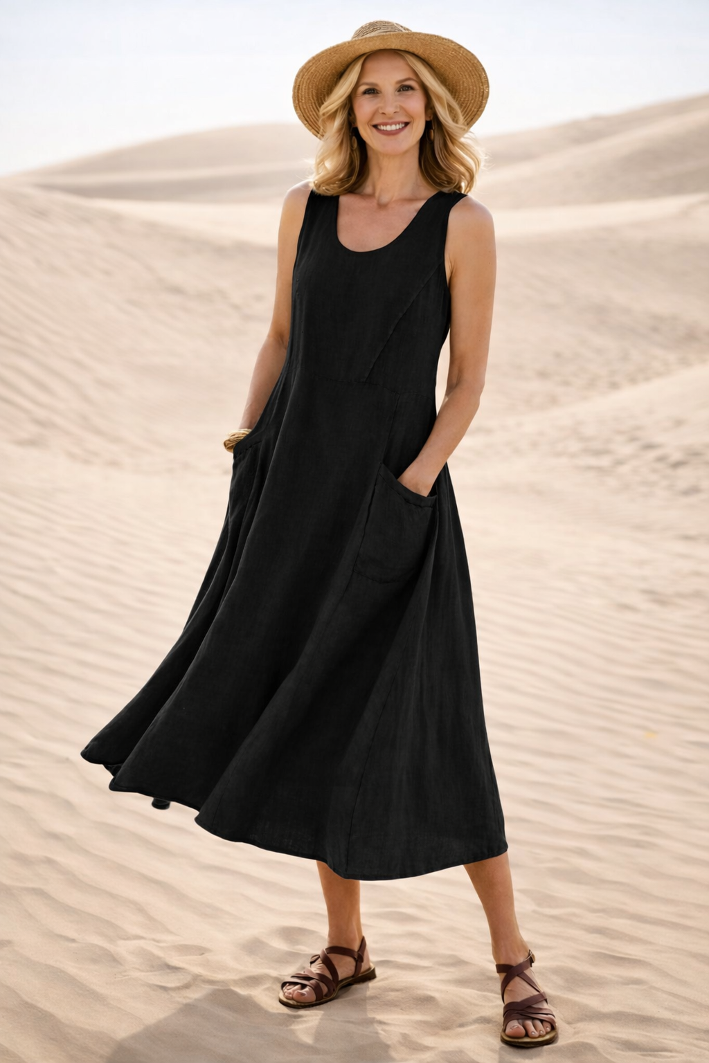 Karin | Robe midi trapèze confortable