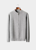 Cardigan zippé à motif en laine mérinos extra-fine pure