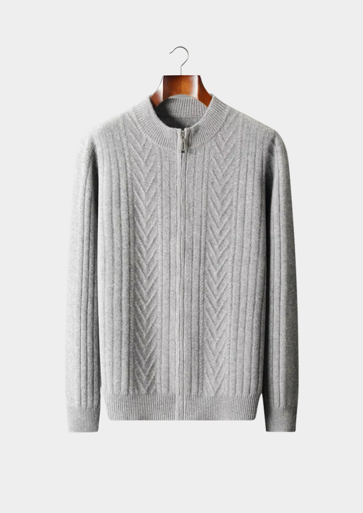 Cardigan zippé à motif en laine mérinos extra-fine pure