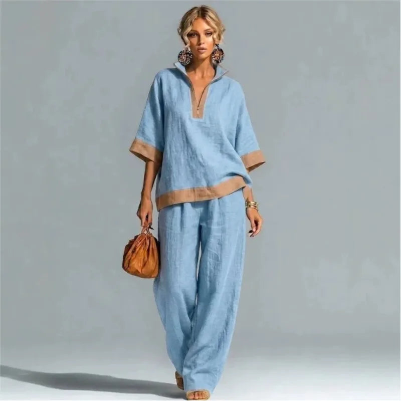 Ensemble coordonné pour femme style lin vintage