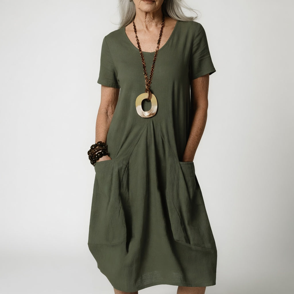 Céline™ — Robe Drapée Élégante avec Taille Affinée