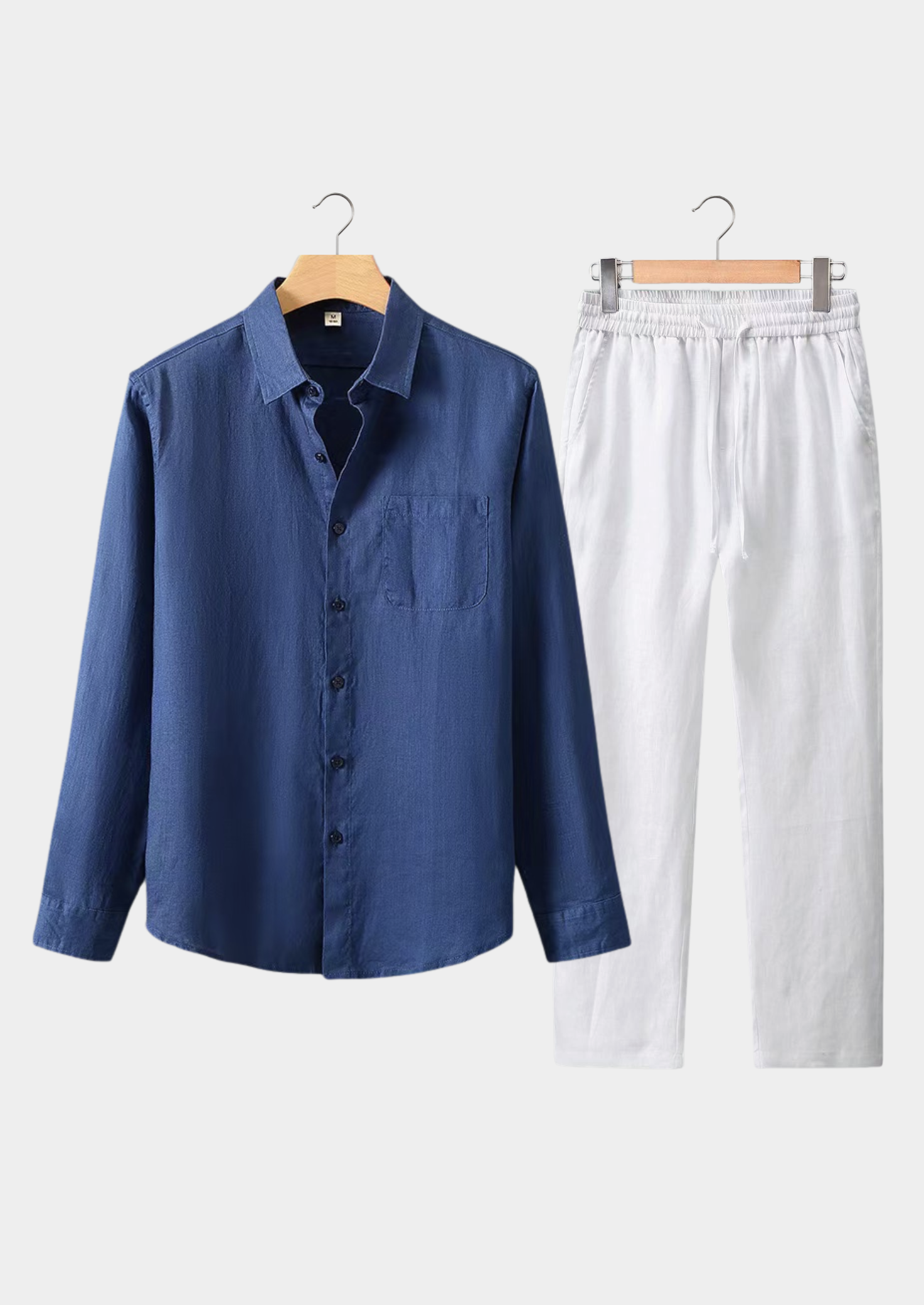 ENSEMBLE ESTIVAL DOLCEVITA MANCHES LONGUES – BLANC/BLEU MARINE
