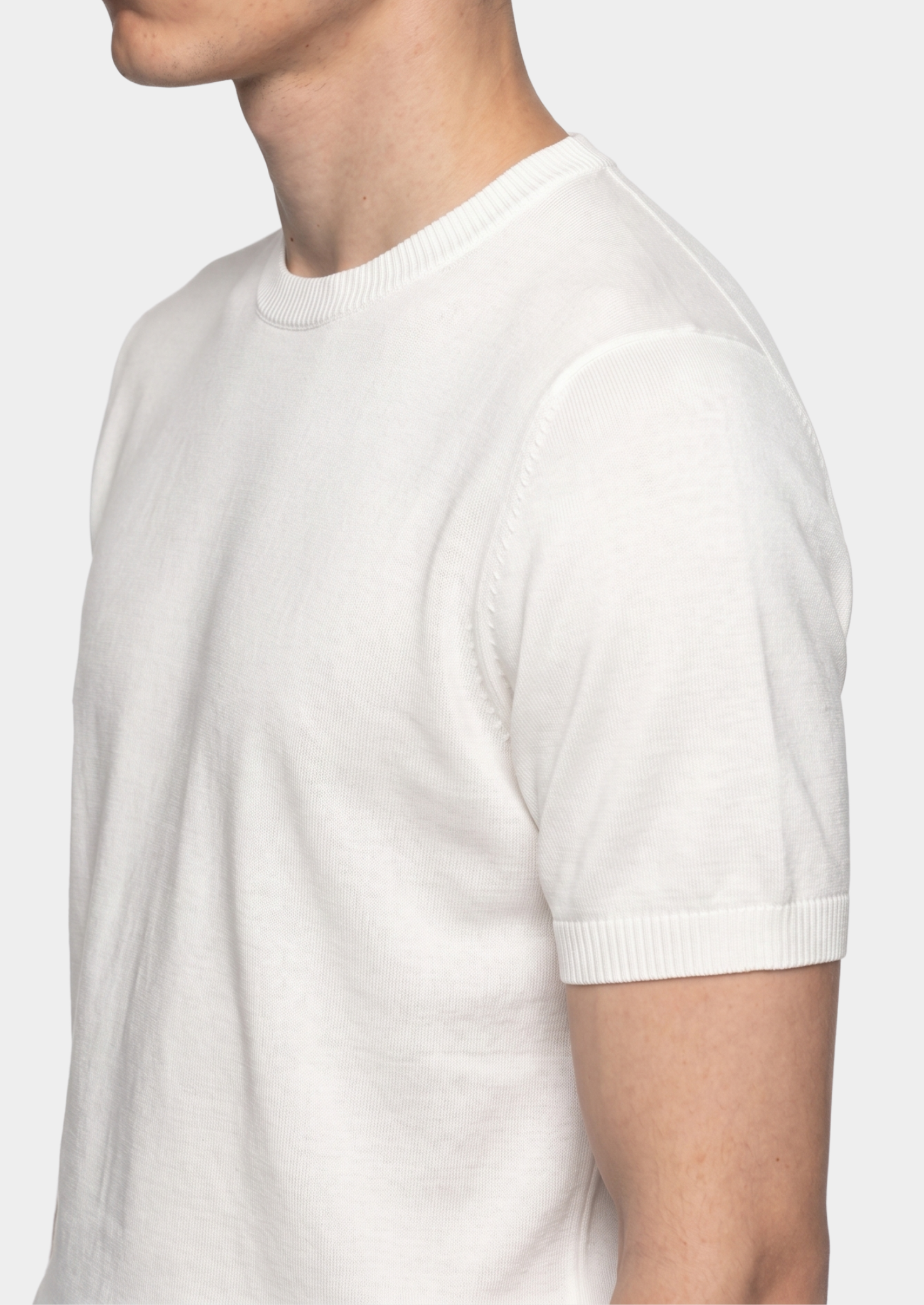 T-SHIRT ESSENTIEL BLANC EN MAILLE À COL ROND