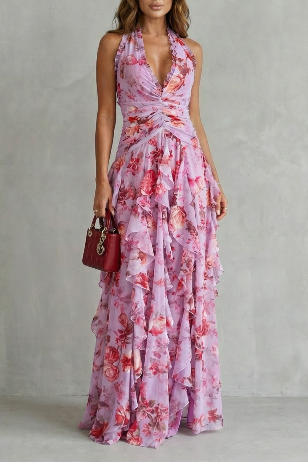 Robe longue élégante à col halter – Maison Claire et Sylvie