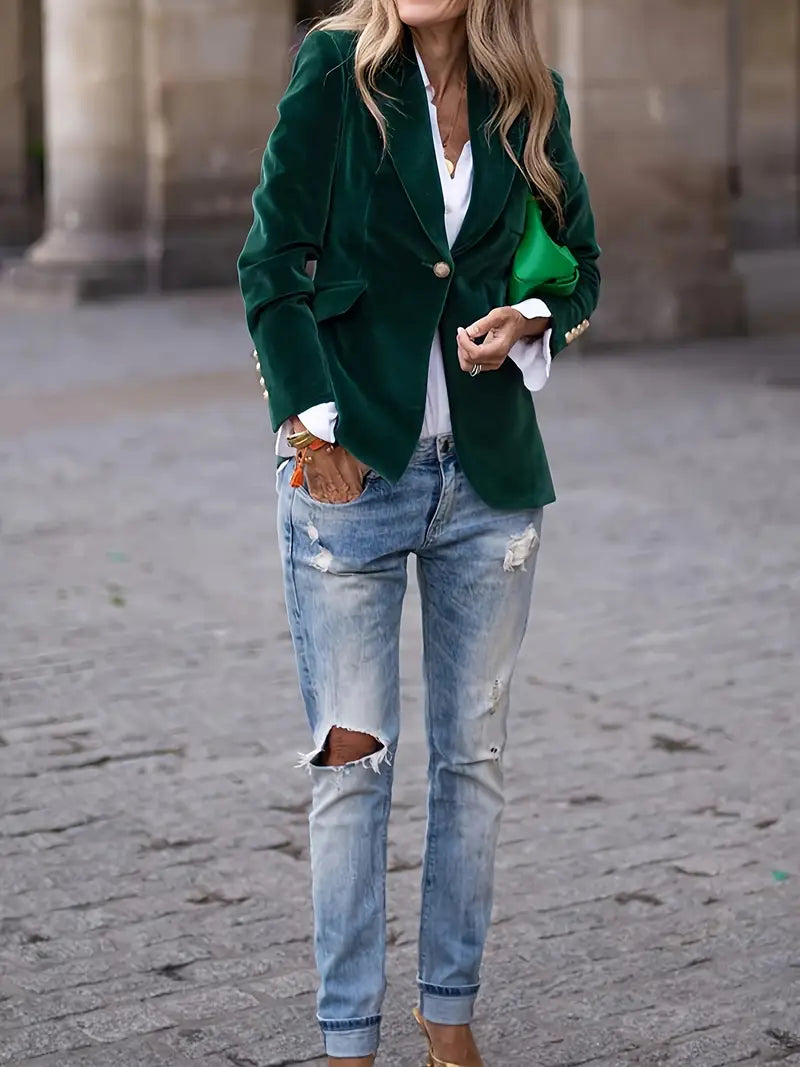 The Isola Velvet Blazer — Midnight