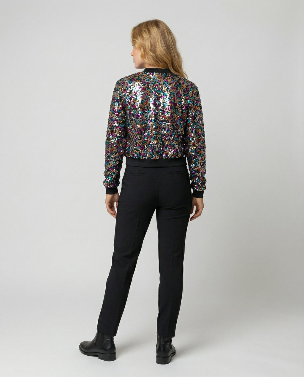 The Liora — Midnight Sequin Bomber