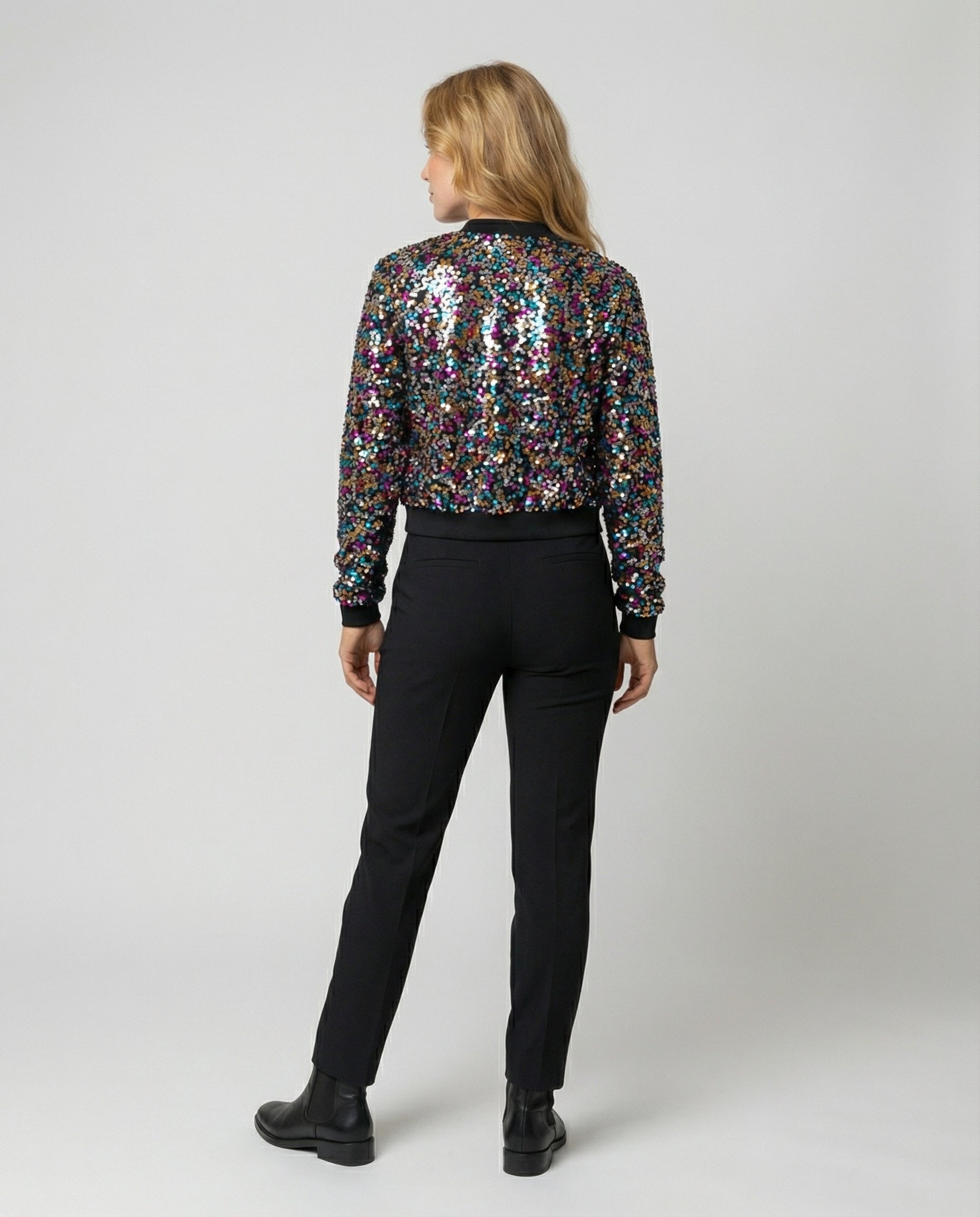 The Liora — Midnight Sequin Bomber
