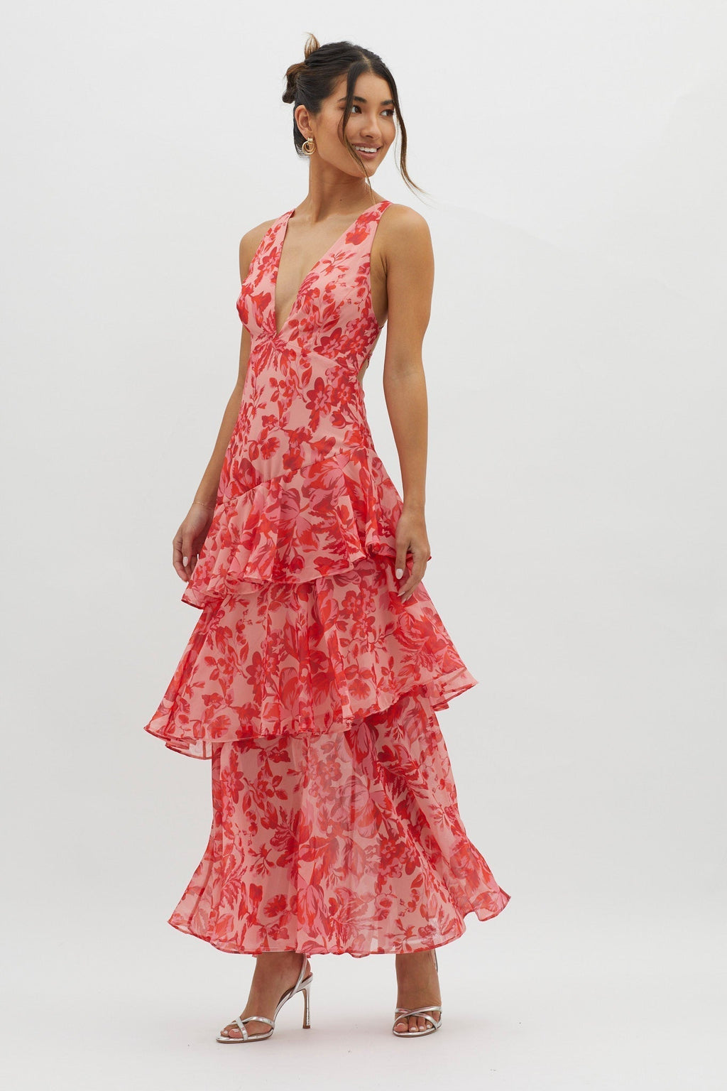 LISA | Robe Maxi avec Volants Floraux