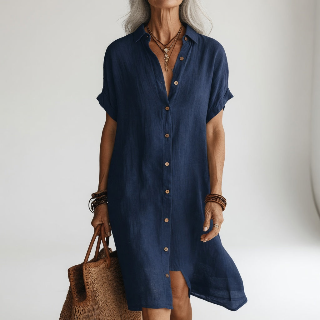 Timéa™ — Robe-chemise midi parisienne stylée et respirante