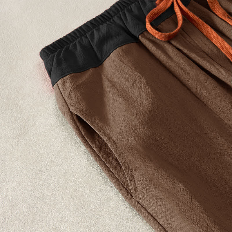 Pantalon Harem Décontracté en Coton à Cordon, Uni, avec Poches, Printemps, Femme, Style Pierres de Bouddha