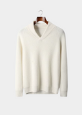 Pull côtelé en cachemire premium à col en V