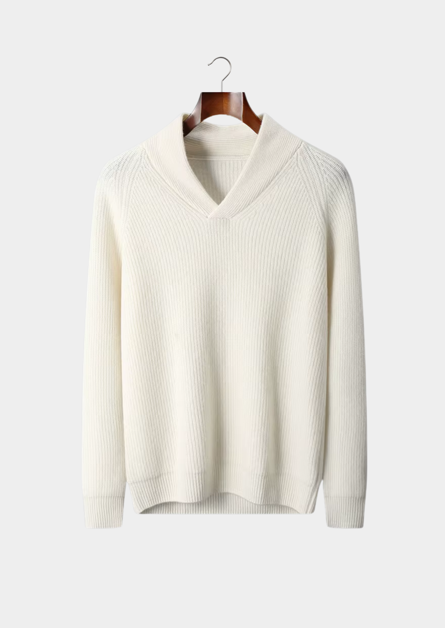 Pull côtelé en cachemire premium à col en V