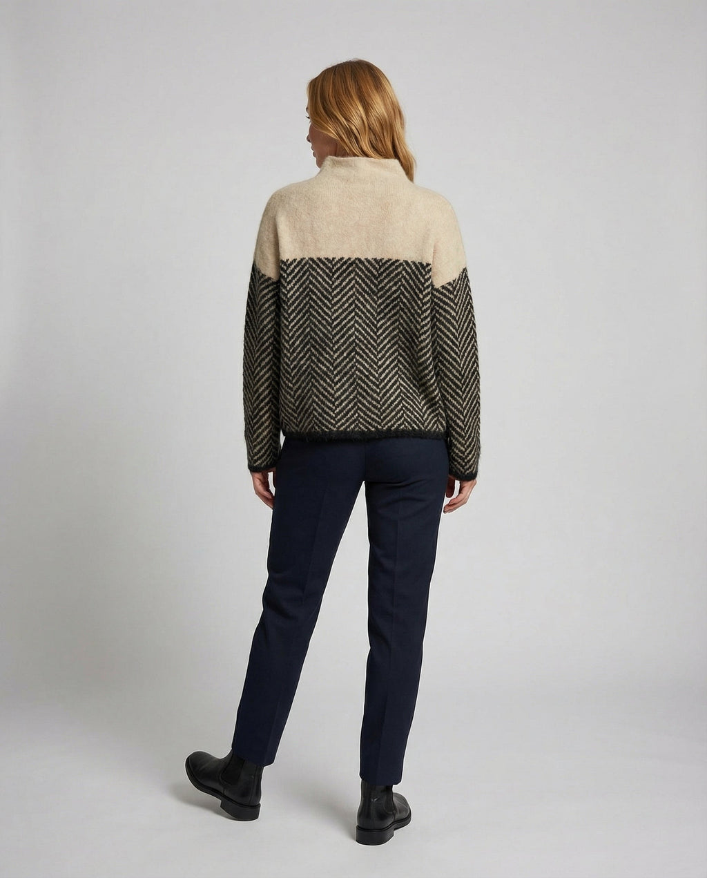 The Liora Knit — Two-Tone Turtleneck Sweater