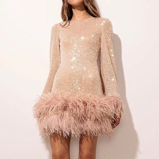 The Selene Mini — Blush Feather Hem