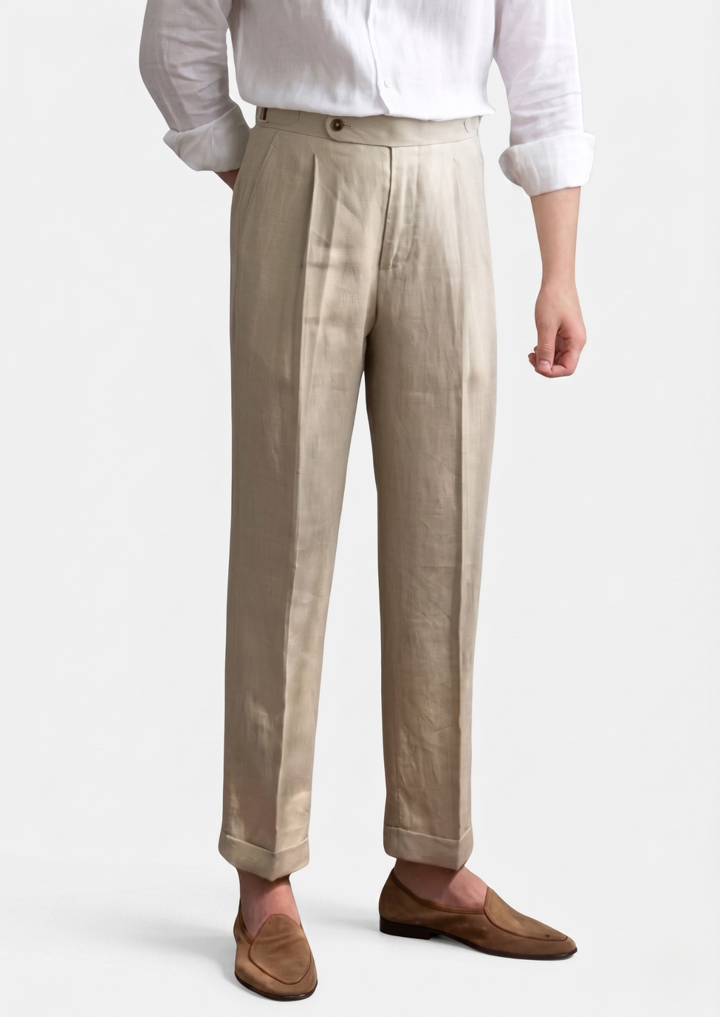 PANTALON PLISSÉ CÔTIER TOSCANE - Sable Beige