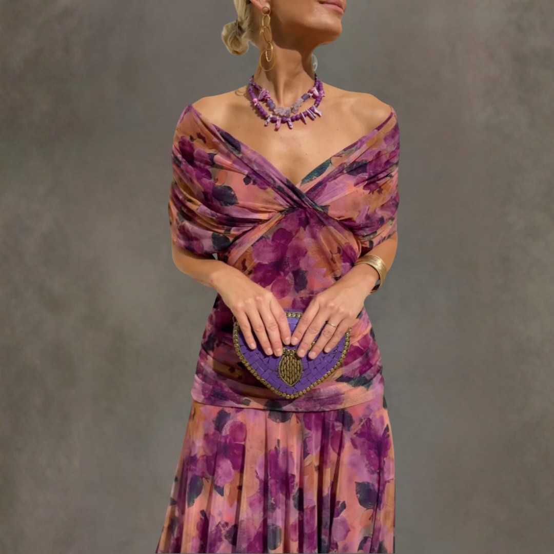 Florendra | Robe longue fleurie à col en V