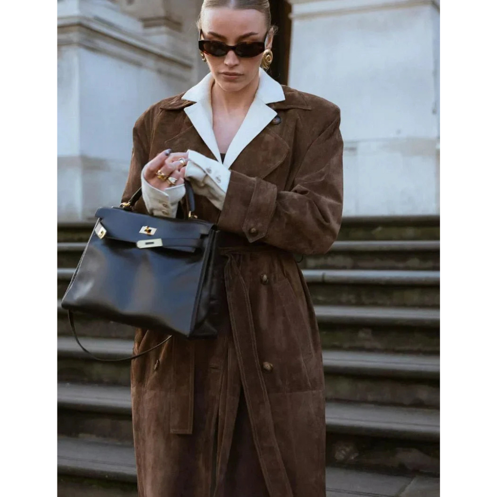 The Liora — Chestnut Suede Trench