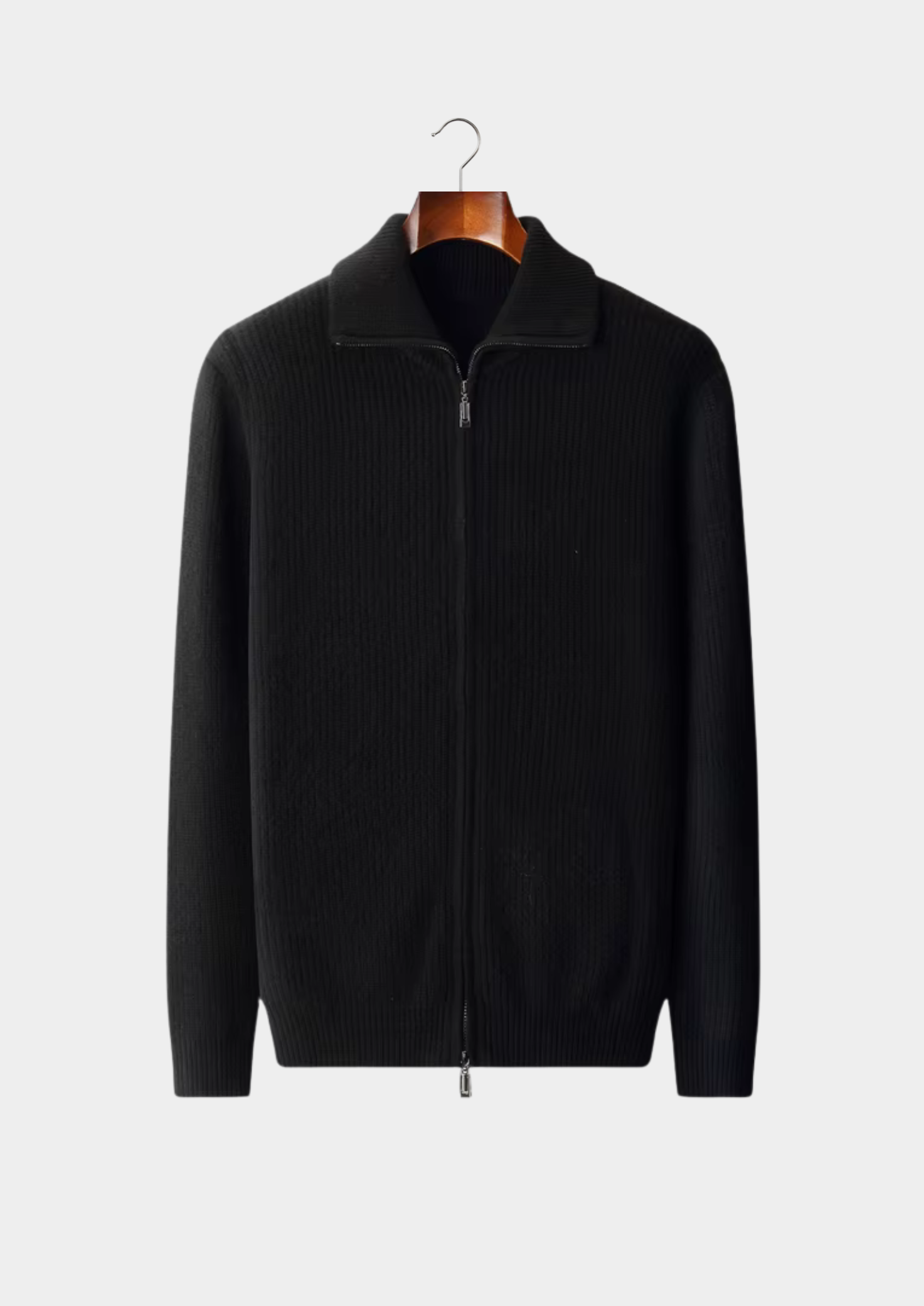 Cardigan col cheminée double zip en laine mérinos extra-fine pure