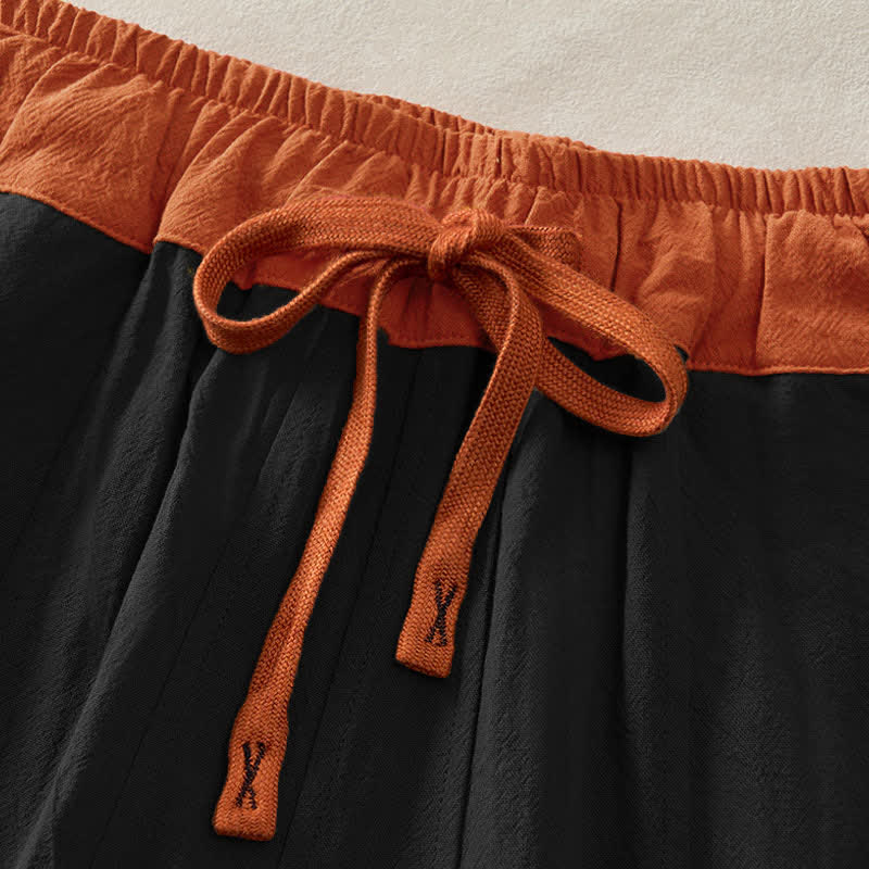 Pantalon Harem Décontracté en Coton à Cordon, Uni, avec Poches, Printemps, Femme, Style Pierres de Bouddha