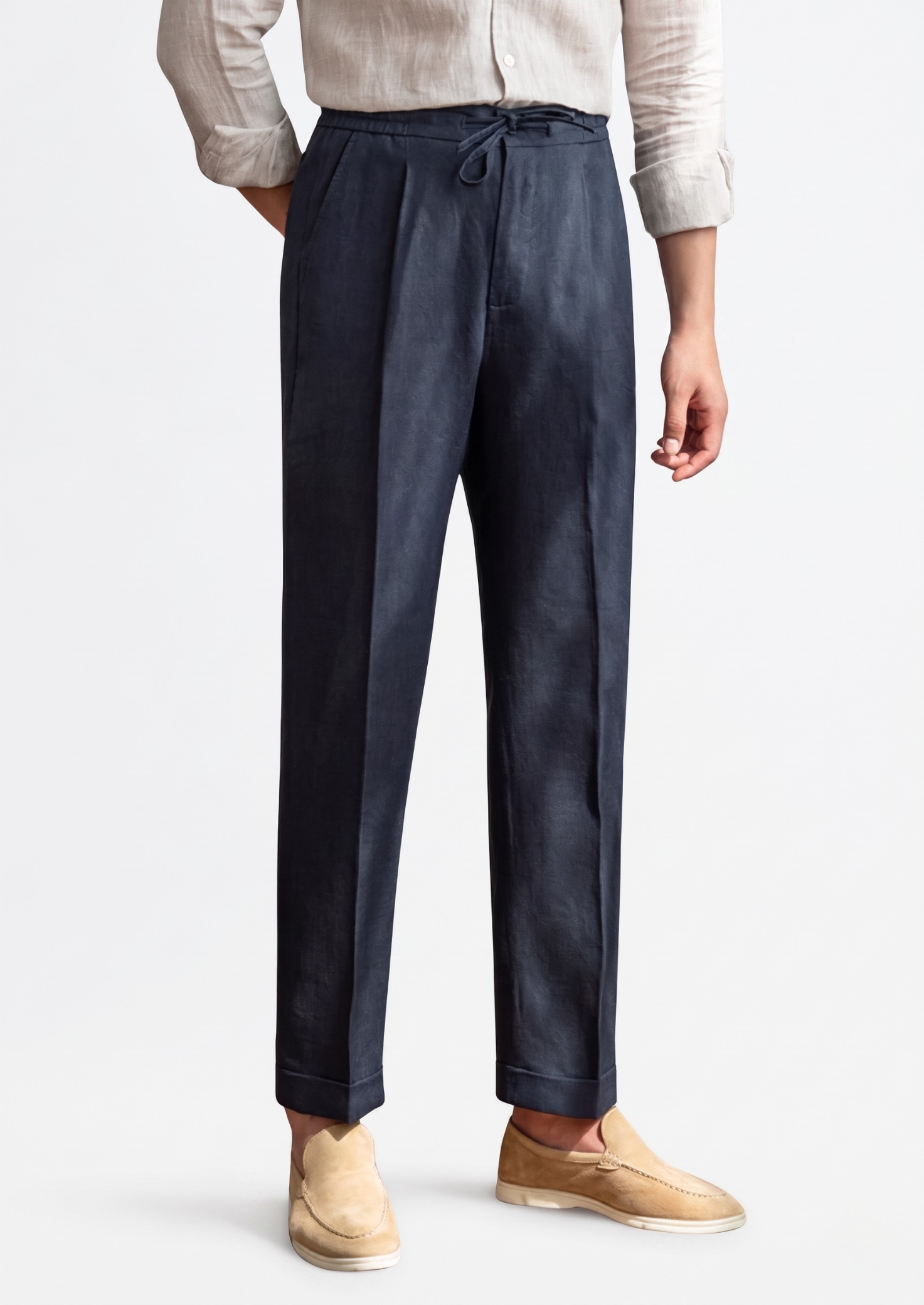 PANTALONS CÔTIERS À CORDON DE SERRAGE - Bleu Marine