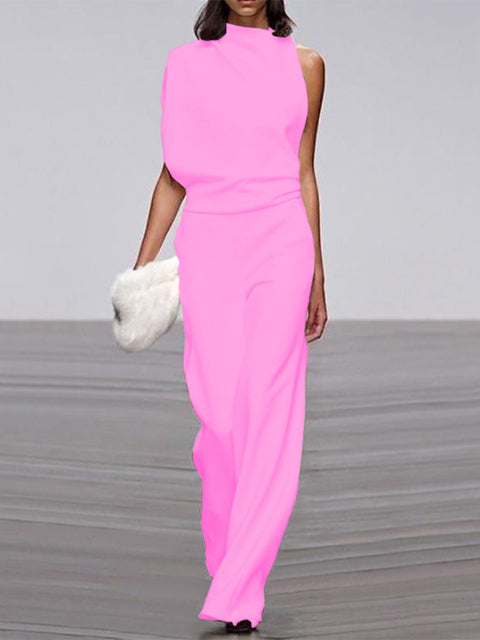 The Kaia — Midnight High-Neck Jumpsuit