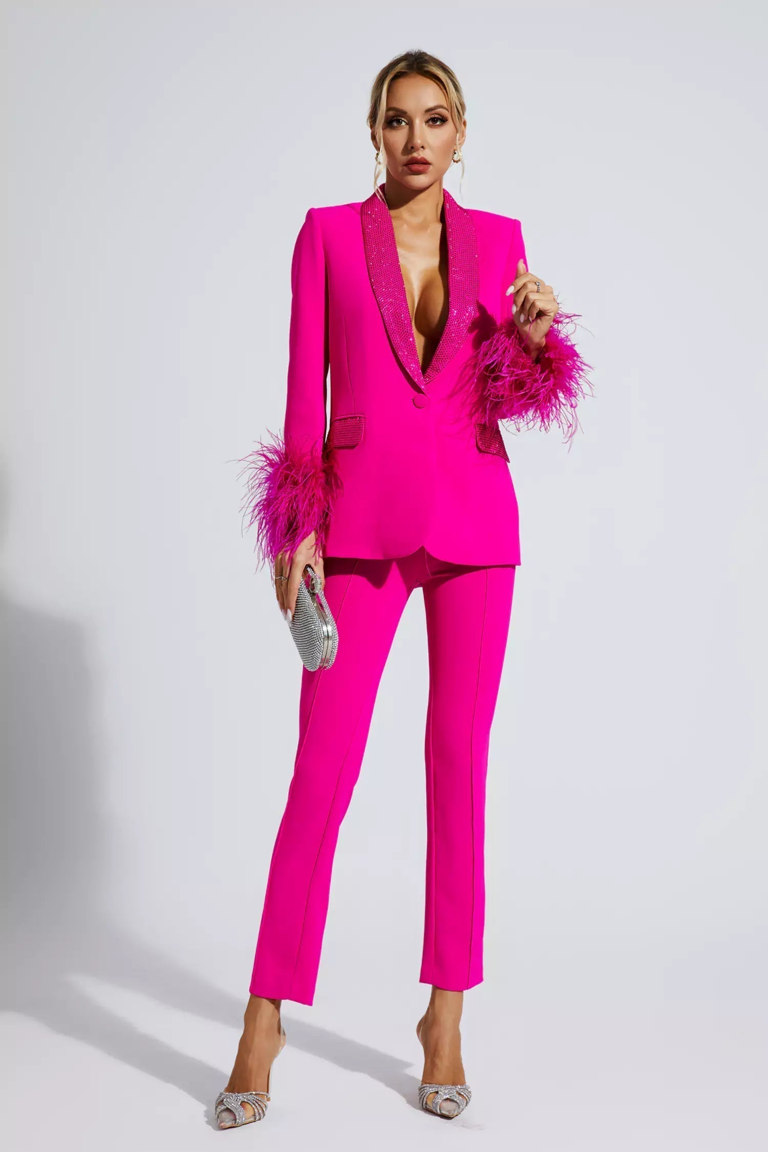 The Caelis Set — Moonstone Feather Blazer