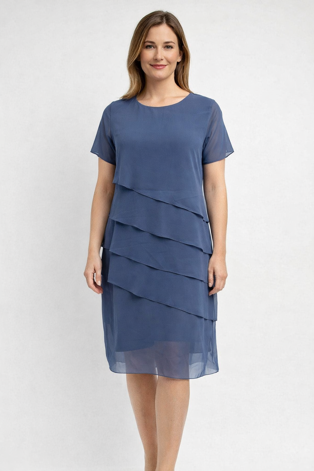 The Ivara Dress — Dusk Blue Lace Overlay