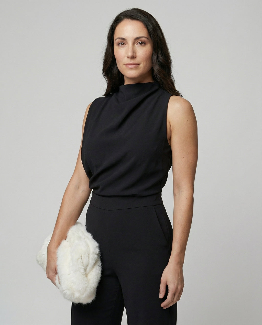 The Kaia — Midnight High-Neck Jumpsuit