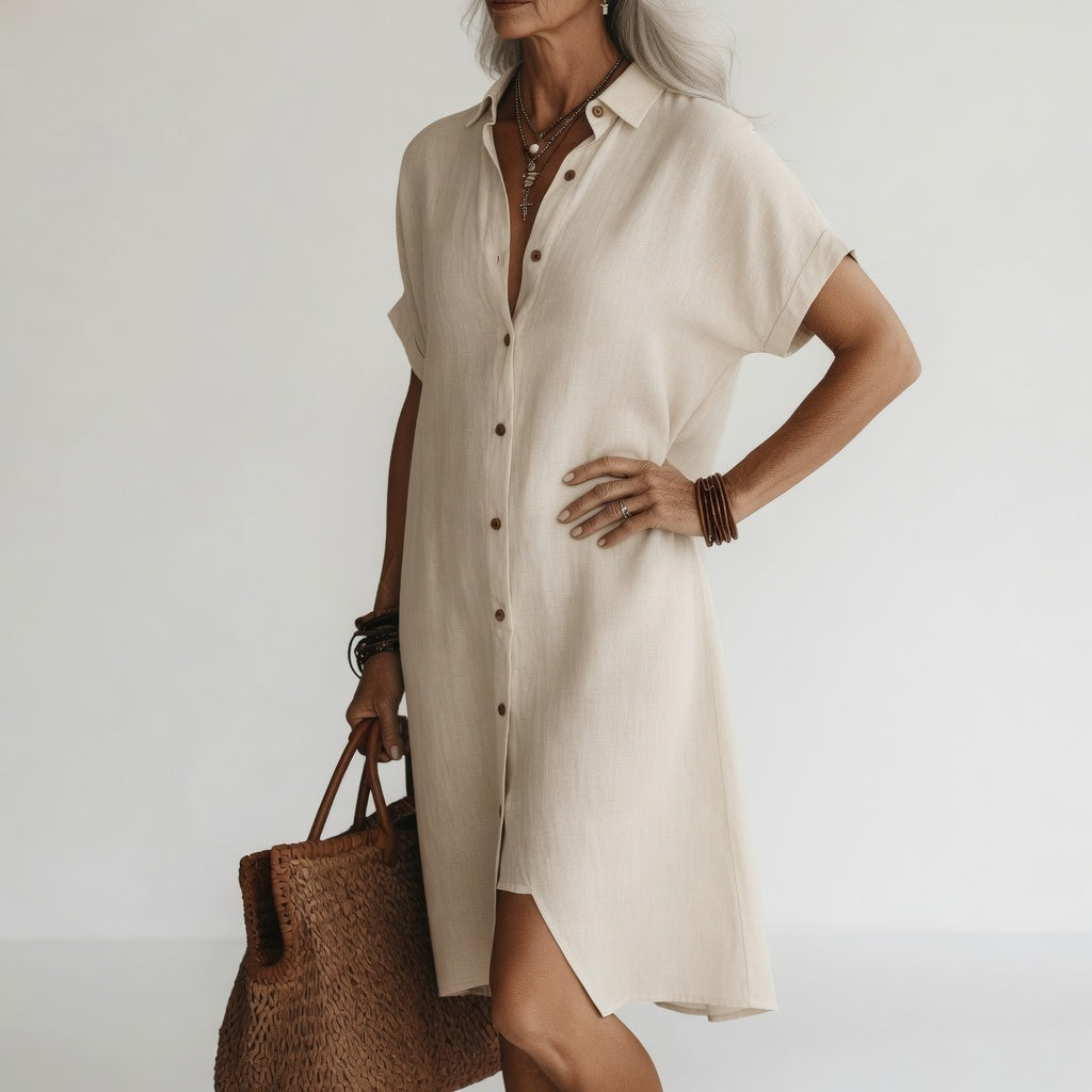 Timéa™ — Robe-chemise midi parisienne stylée et respirante