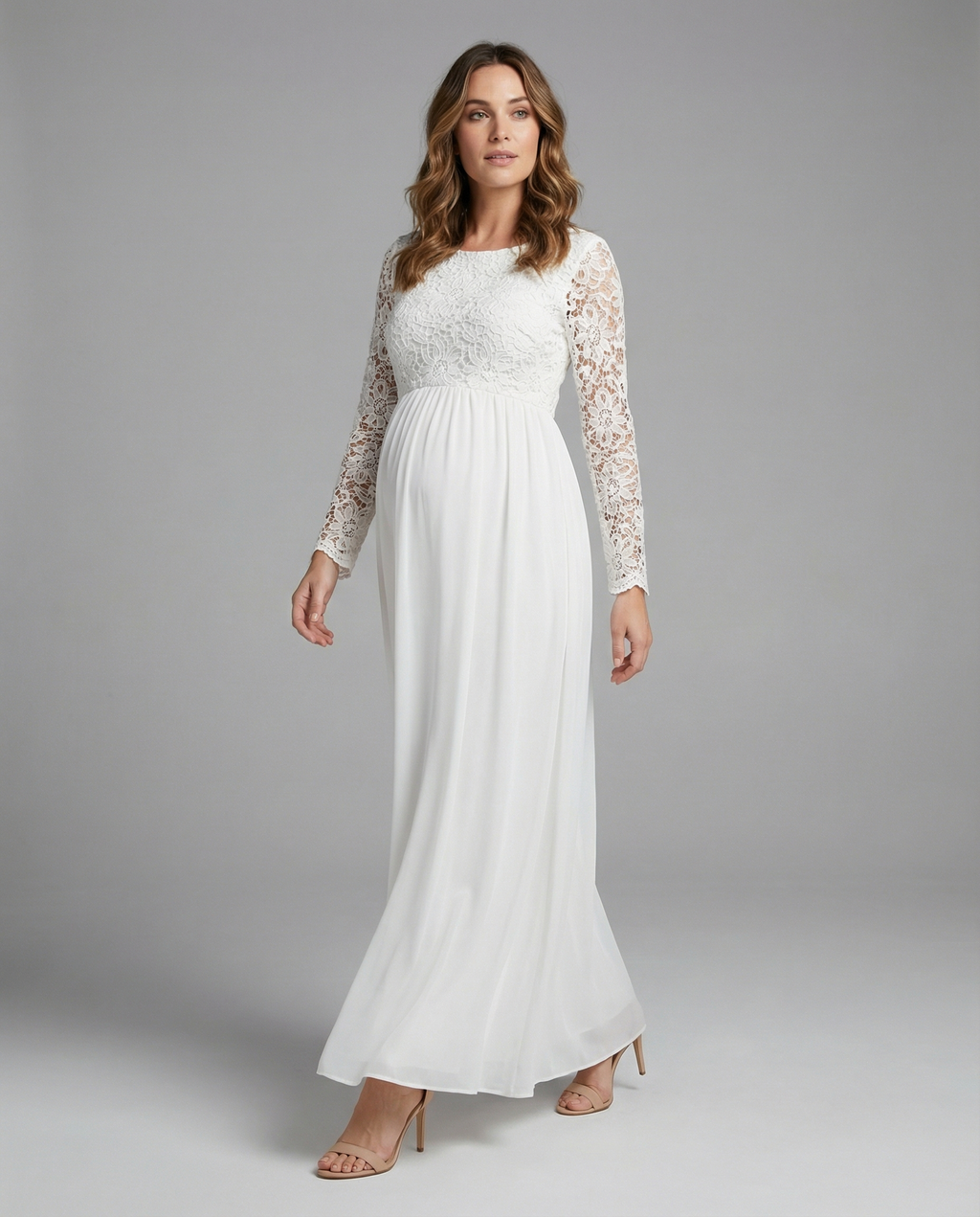 The Liora Lace Maxi — Snow Chiffon