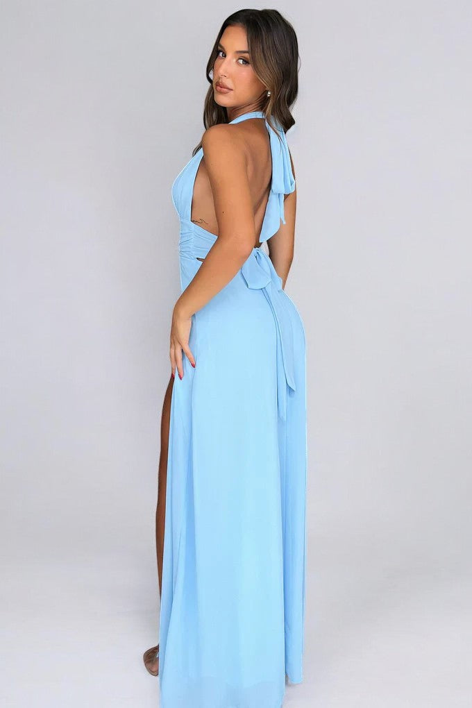 LILLI | Robe Maxi Dos Nu Tendance avec Fente Haute