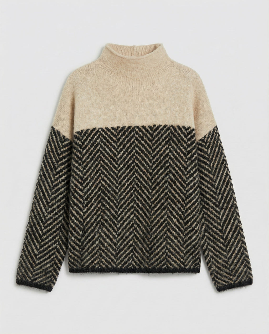 The Liora Knit — Two-Tone Turtleneck Sweater