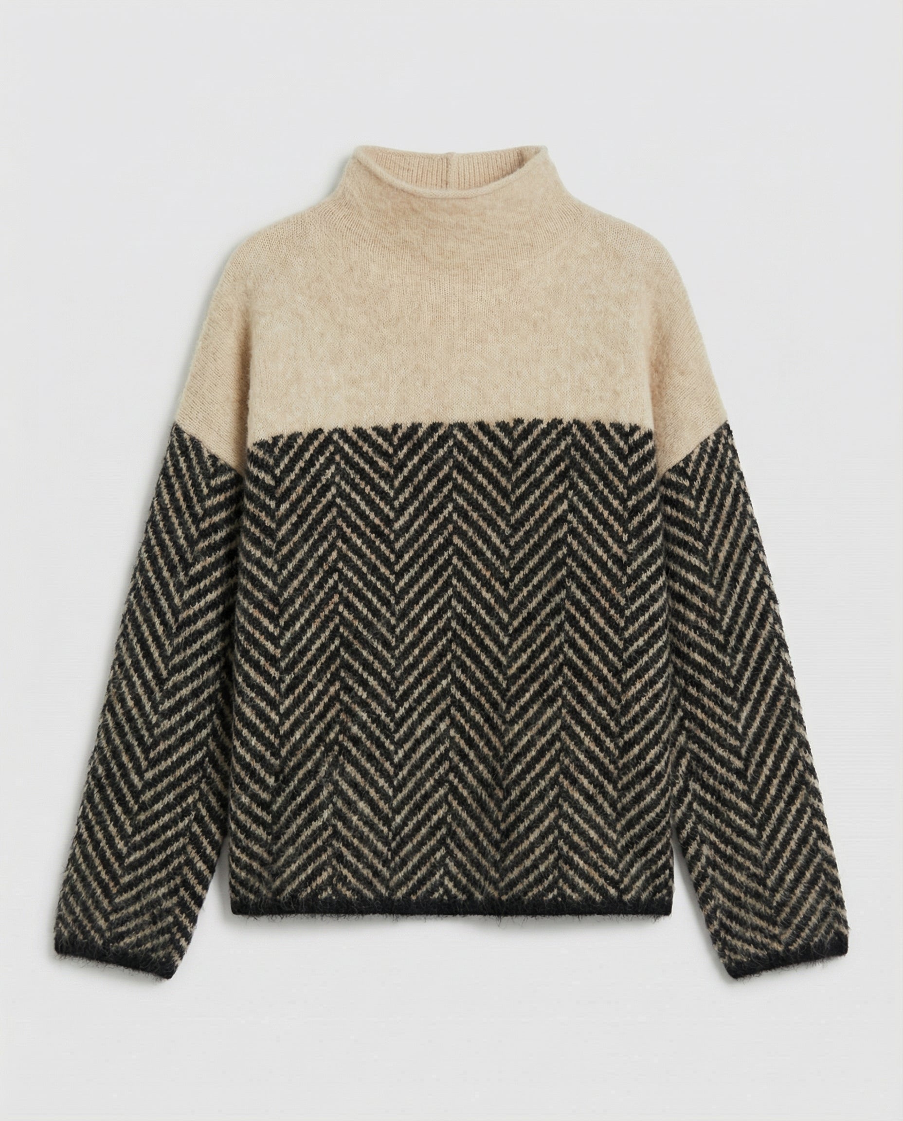 The Liora Knit — Two-Tone Turtleneck Sweater