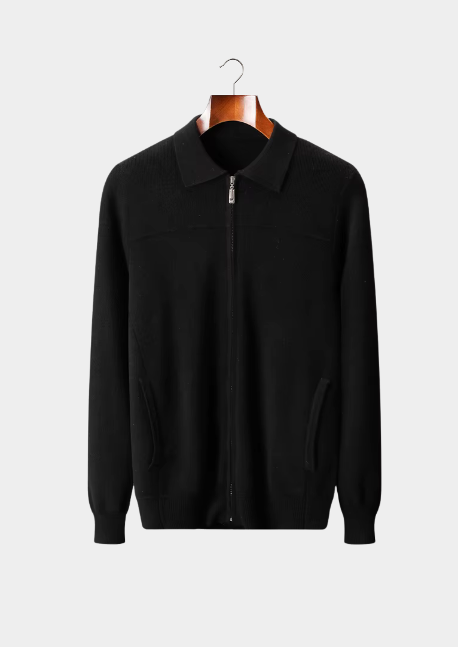Cardigan polo côtelé en laine mérinos extra-fine pure