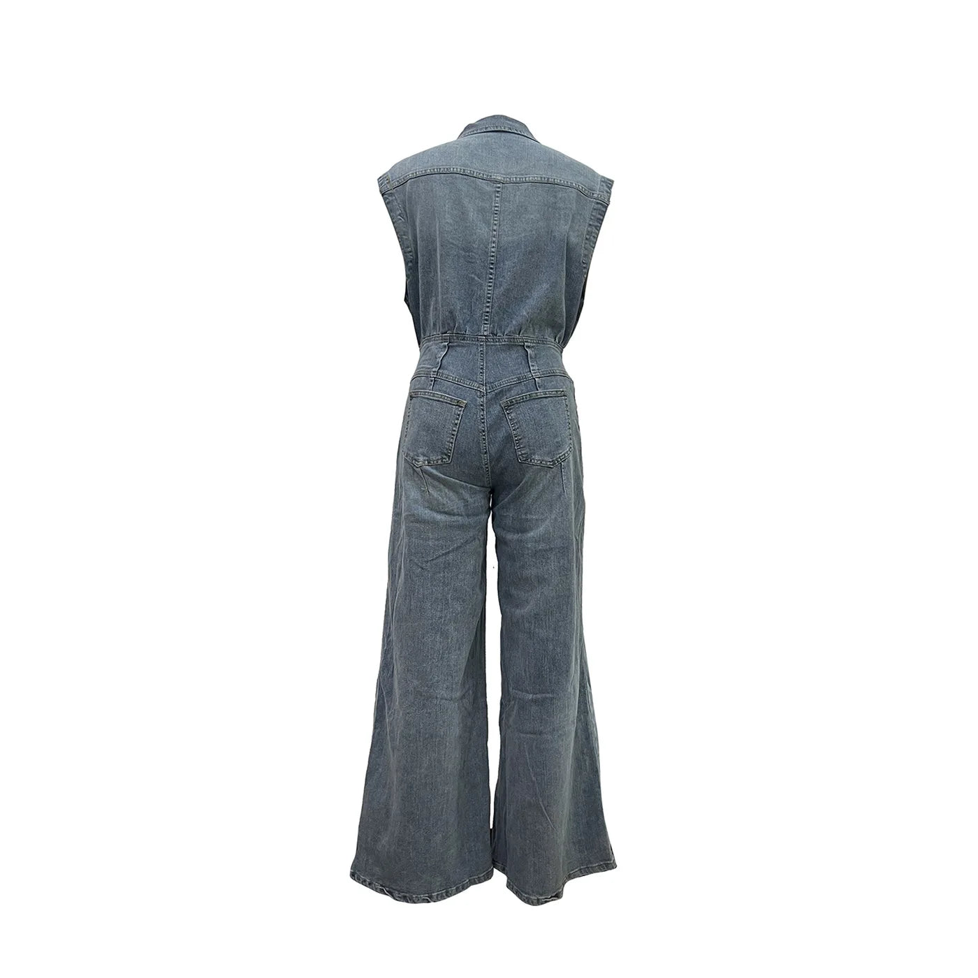 Stella | Combinaison en jean avec jambes larges et taille cintrée