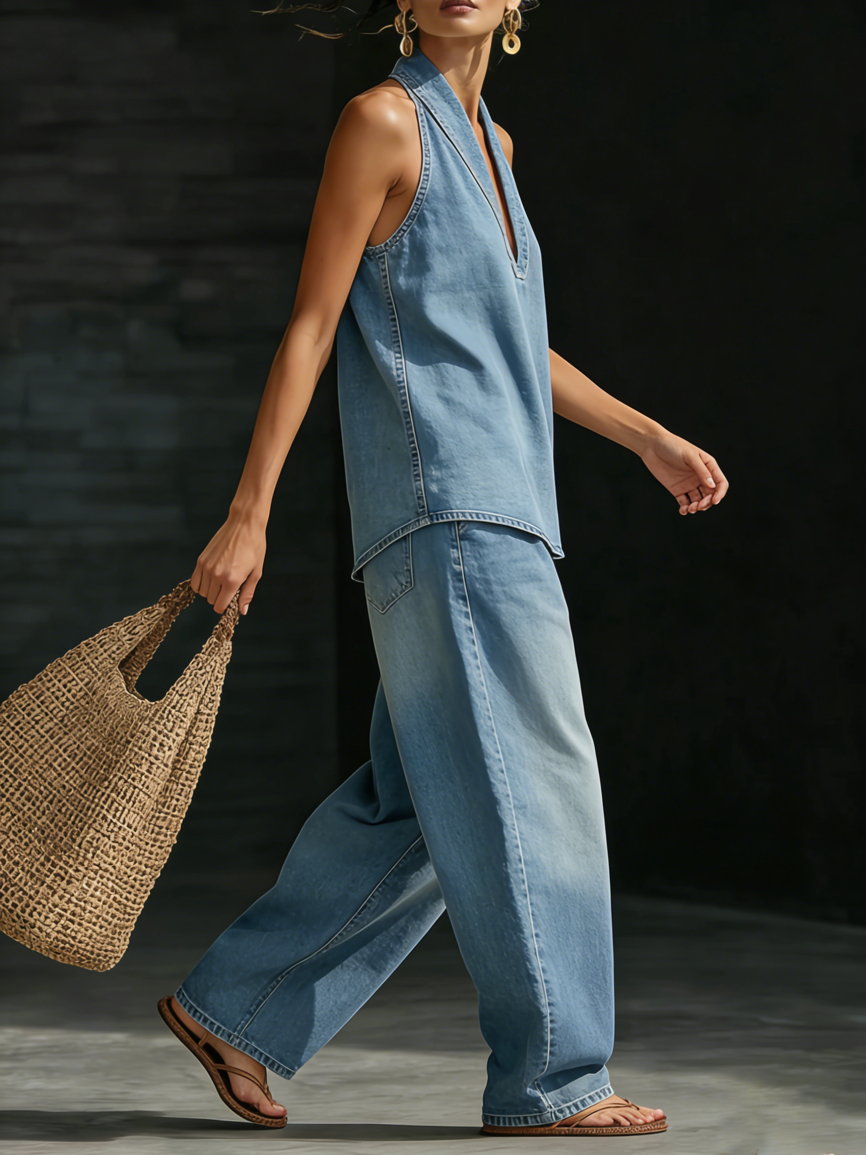 Mary™ | Ensemble Deux-Pièces Minimaliste en Denim pour le Confort