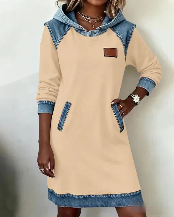 Alexa | Robe sweat à capuche confortable avec contraste