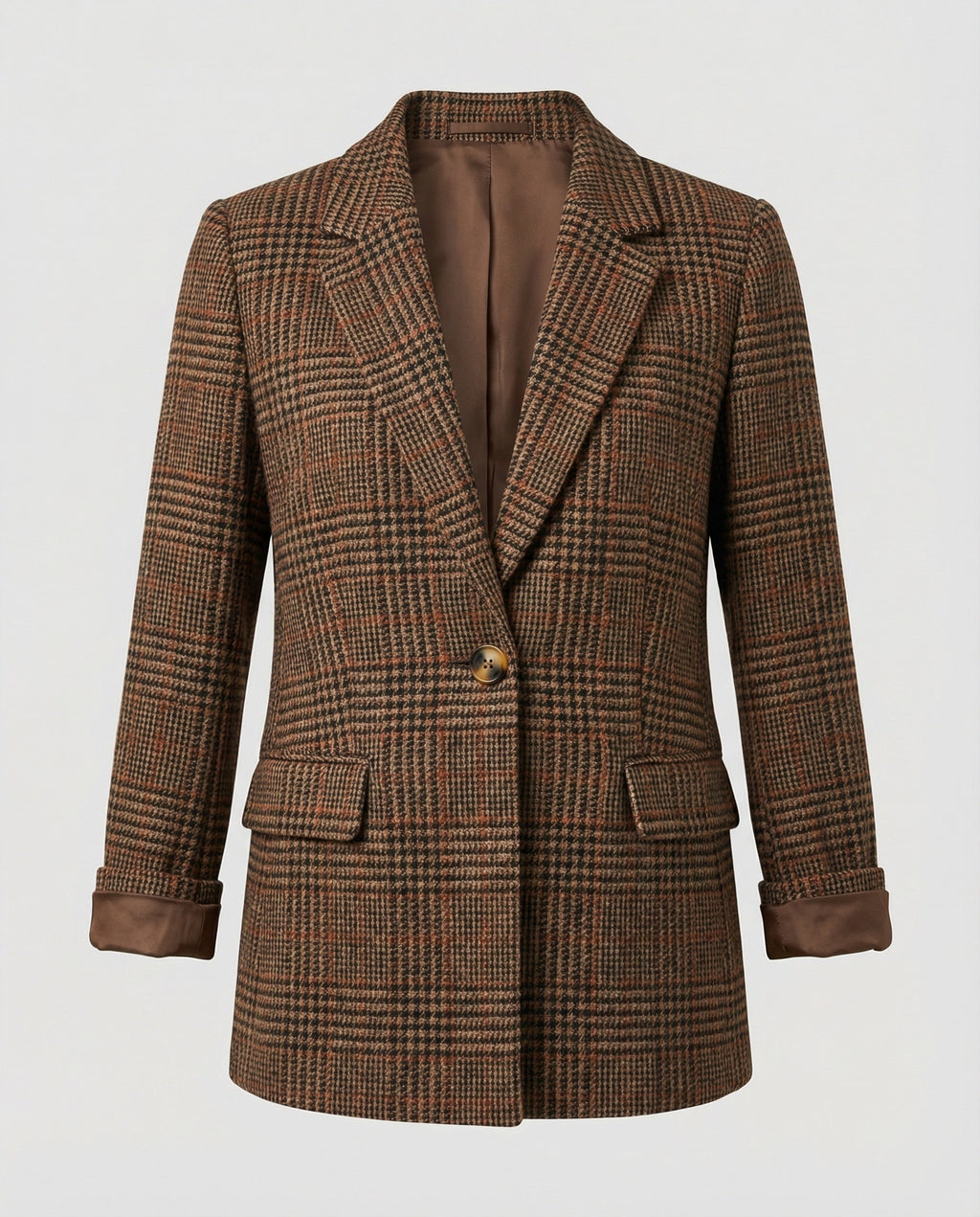 The Elara Blazer — Tawny Check