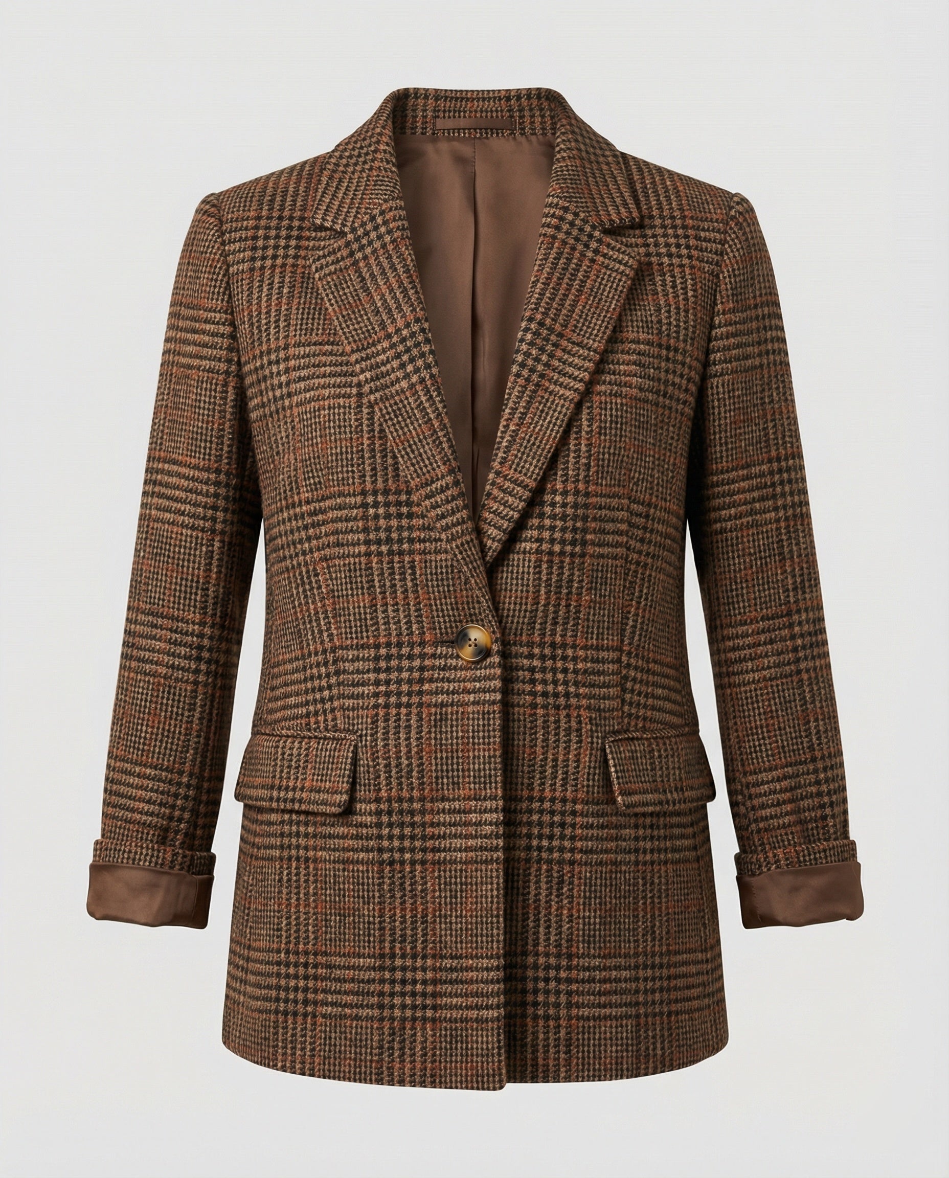 The Elara Blazer — Tawny Check