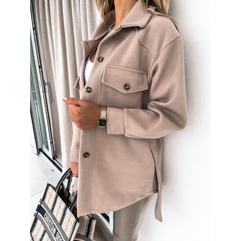 The Liora Belted Knit Jacket — Bone