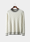 PULL JACQUARD EN LAINE MÉRINOS EXTRA-FINE PURE COL ROND