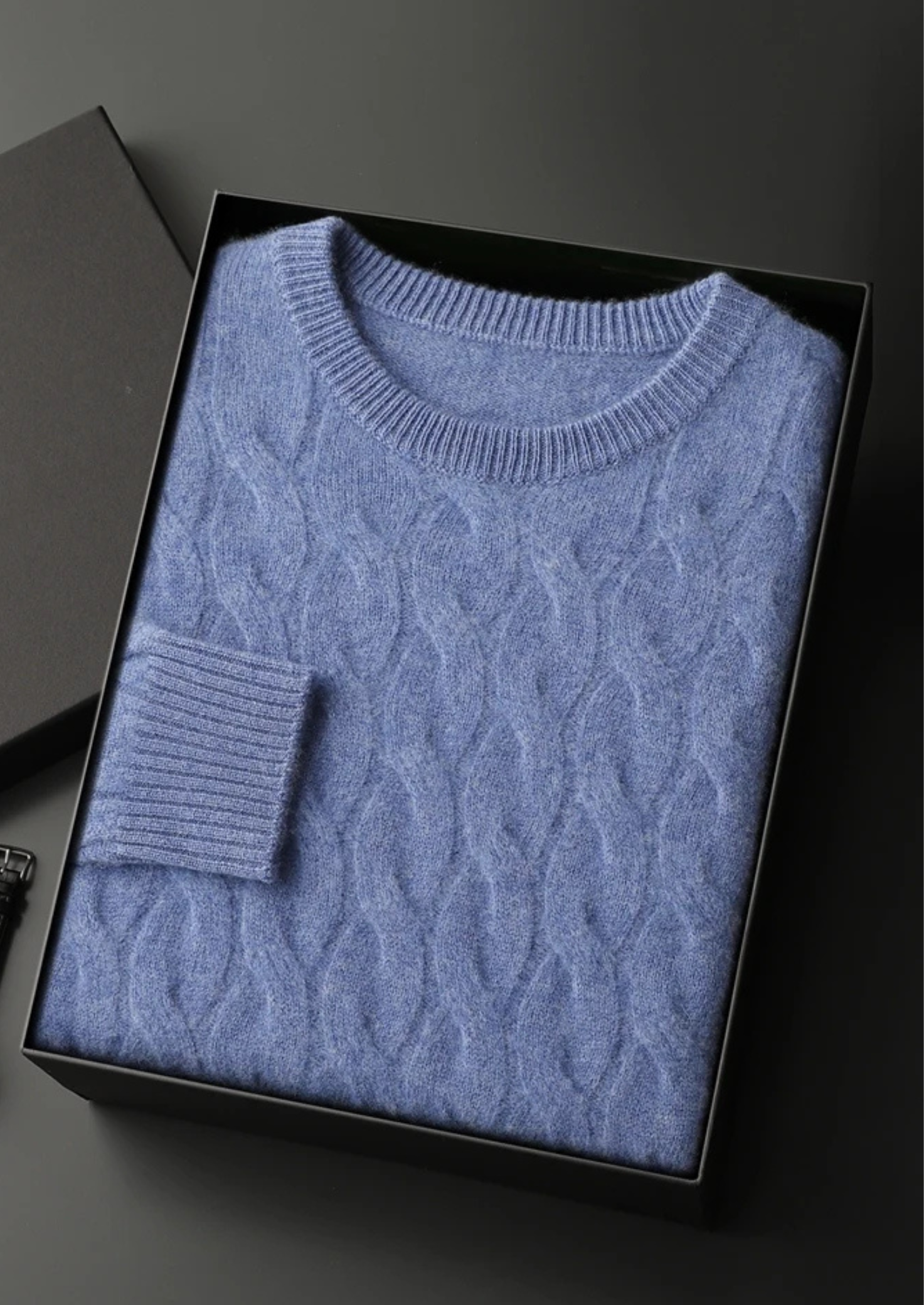 Pull col rond en cachemire câblé premium