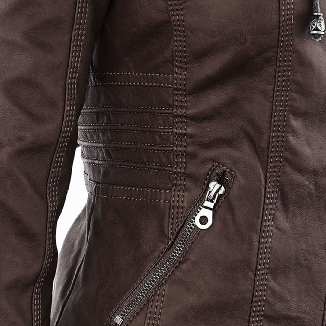 The Oren — Noir Hooded Leather Jacket