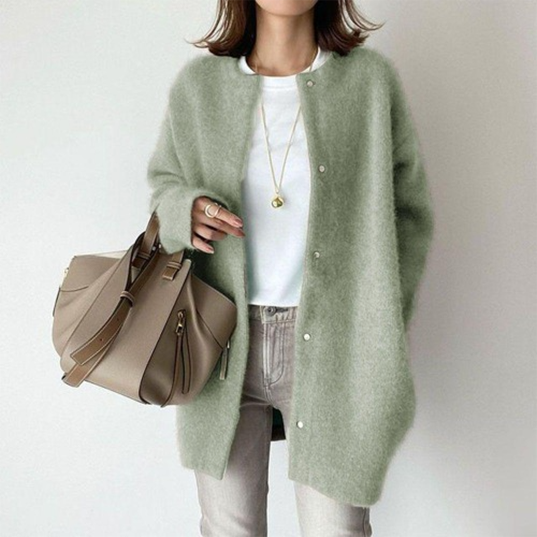 Flora Oversized Cardigan — Khaki Knit